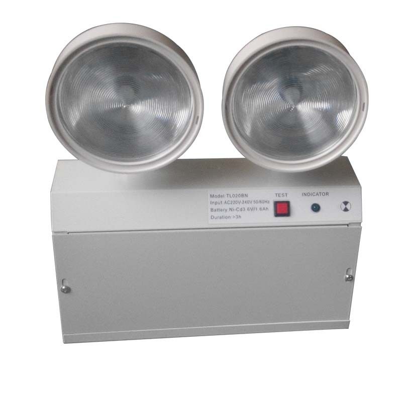 ไฟฉุกเฉิน LED 2W Twin Spot พร้อมโครงเหล็กและแบตเตอรี่ Ni-Cd ใช้งานได้ 3 ชั่วโมง