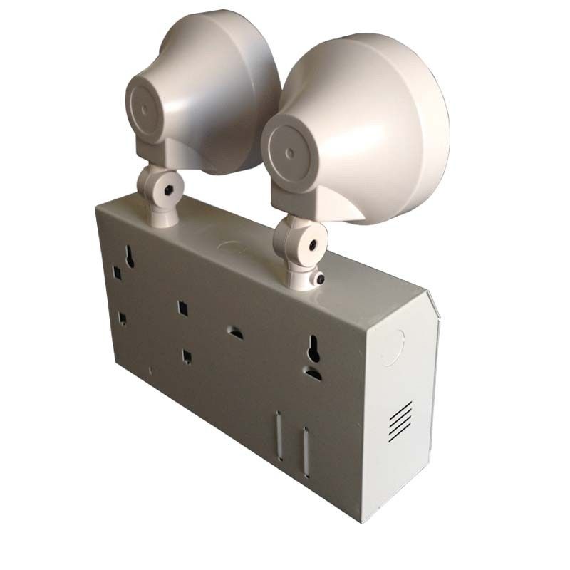 2W Twin Spot LED สายฉุกเฉิน สแตนเลสเบา กล่อง Ni-Cd แบตเตอรี่ 3 ชั่วโมง