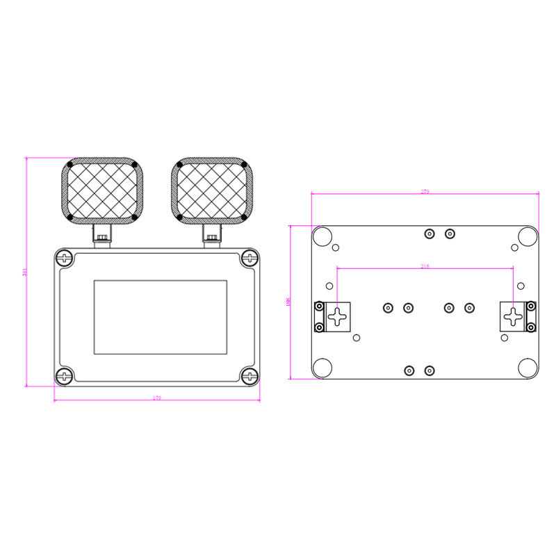 12W Twin Spot LED ไฟฉุกเฉิน IP65 กันน้ํา 6500K สีขาวเย็น 3 ชั่วโมง