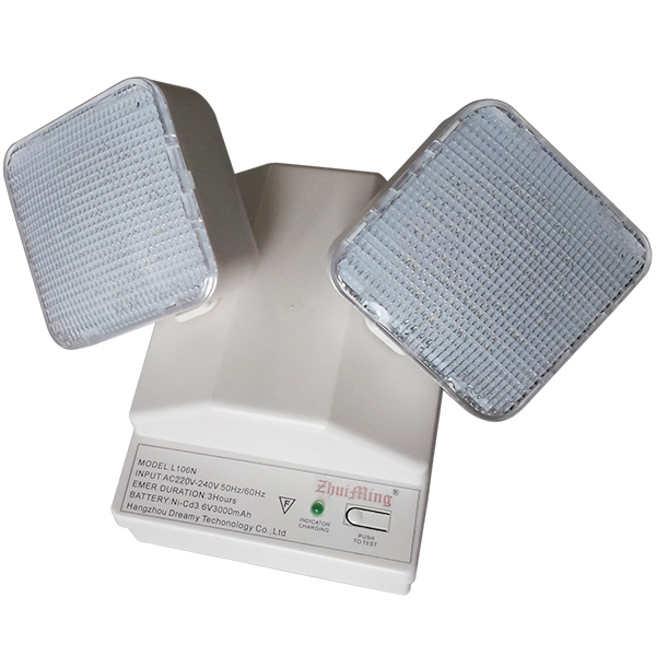 6W Twin Spot LED แสงฉุกเฉิน 6500K 3.6V 3.0Ah Ni-Cd แบตเตอรี่ PC Casing IP20