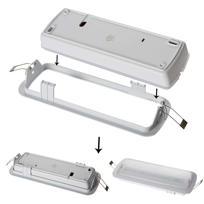 ไฟป้ายทางออกฉุกเฉิน LED ติดเพดานแบบฝังพร้อมแบตเตอรี่ Ni-Cd รับประกัน 3 ปี 6500K